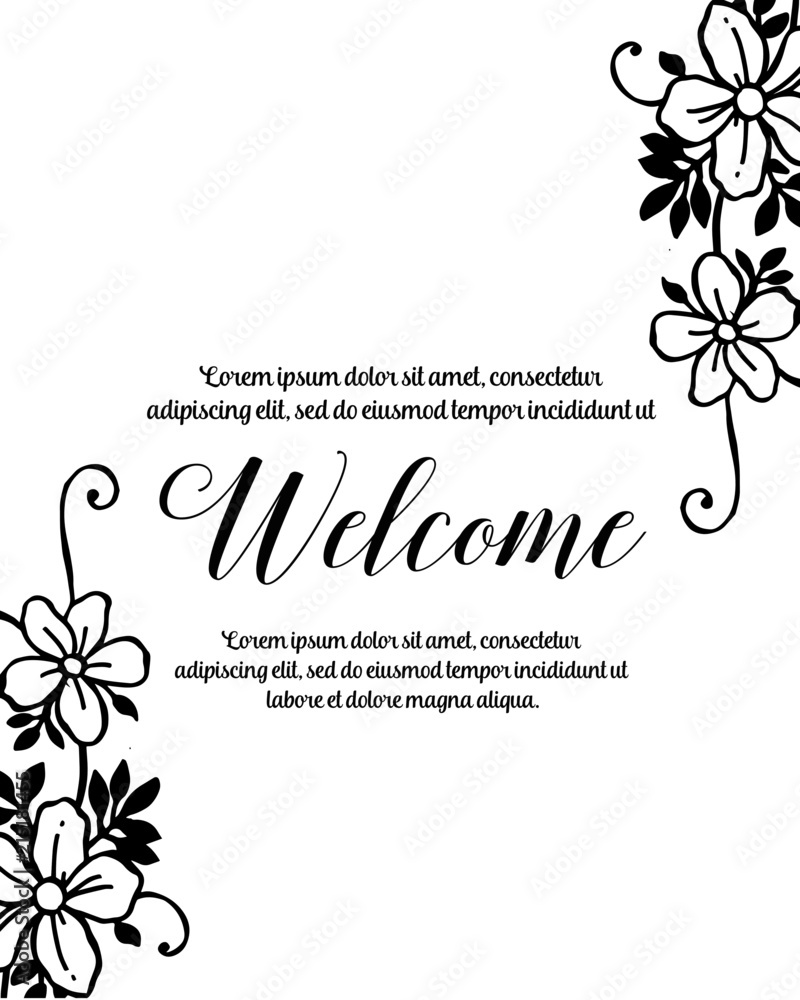 Welcome card. Floral design hand drawn vector illustration Welcome card. Floral design hand drawn vector illustration