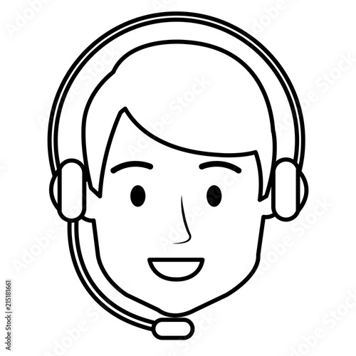 call center agent with headset