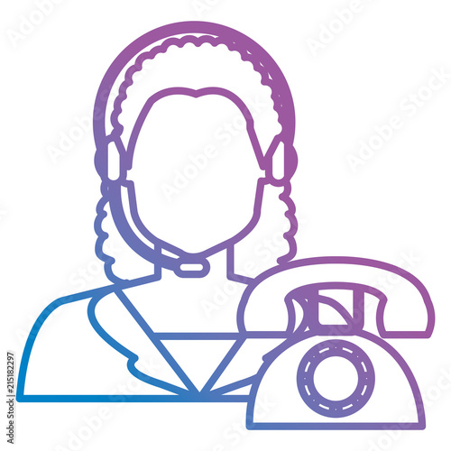 call center woman with headset and telephone