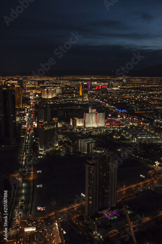 Las Vegas strip coming alive with neon at night