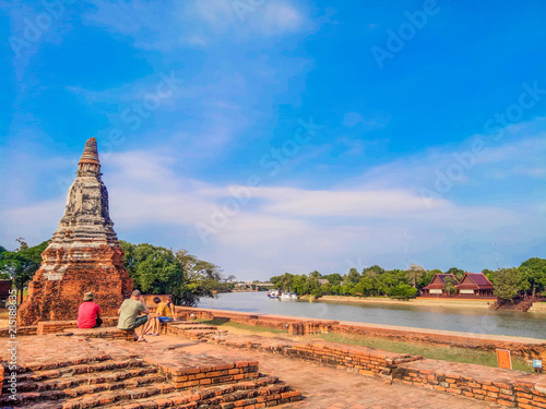 On April 1  2018 at the Chao Phraya River. Wat Chaiwatthanaram temple in Ayuthaya Historical Park  a UNESCO world heritage site in Thailand