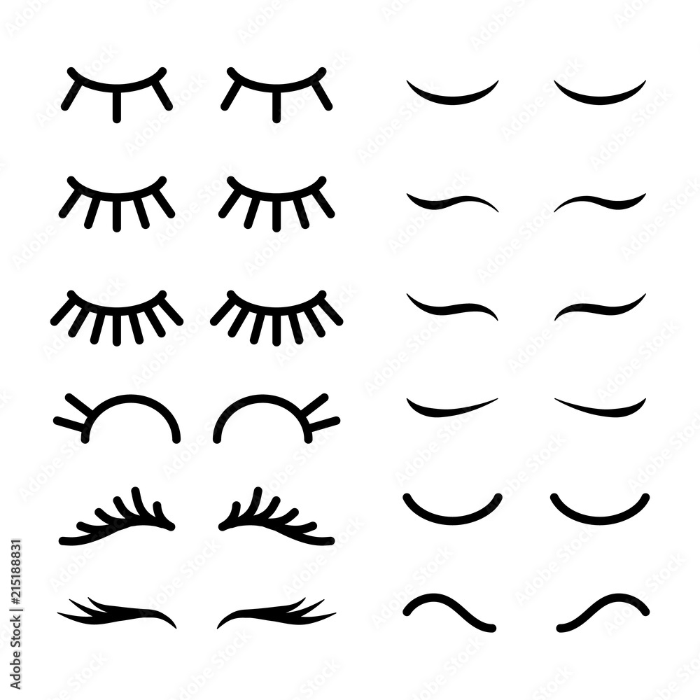 Set of human eyelashes line icons. Collection for design Set of human eyelashes line icons. Collection for design