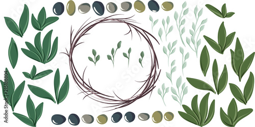 Set for creating round olive wreath