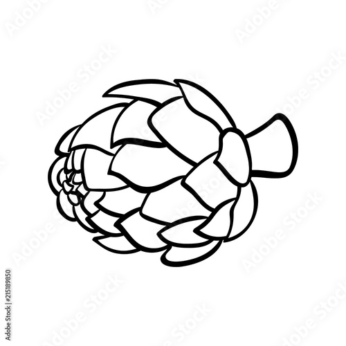 Vector hand drawn illustration of an artichoke. Outline doodle icon. Food sketch for print, web, mobile and infographics. Isolated on white background element.