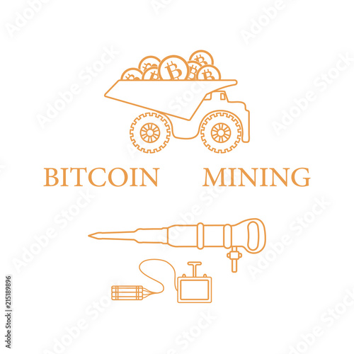 Dumper with bitcoins, dynamite and jackhammer.