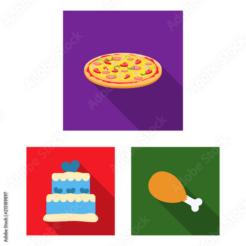 Fast food flat icons in set collection for design.Food from semi-finished products vector symbol stock web illustration.