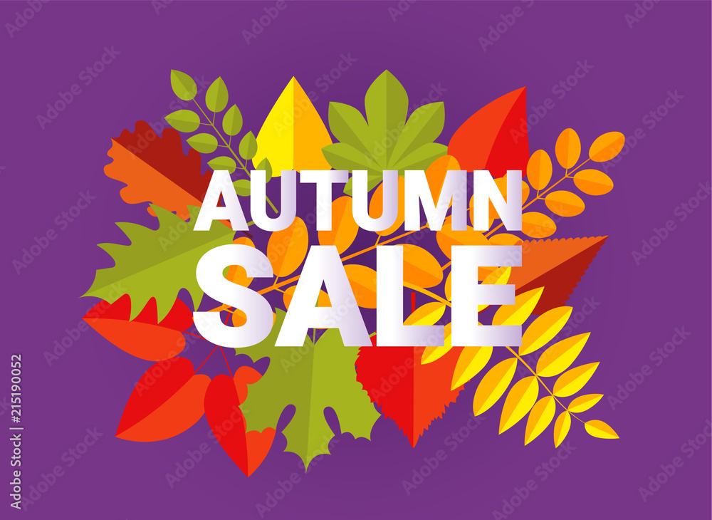 AUTUMN SALE banner typography design. Retro fall letters with flat style autumn leaves. AUTUMN SALE banner typography design. Retro fall letters with flat style autumn leaves.