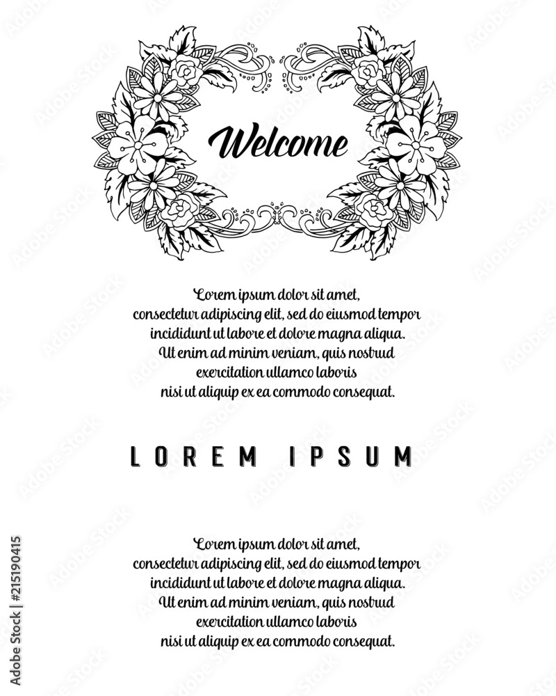 Welcome card floral design on white background vector illustration