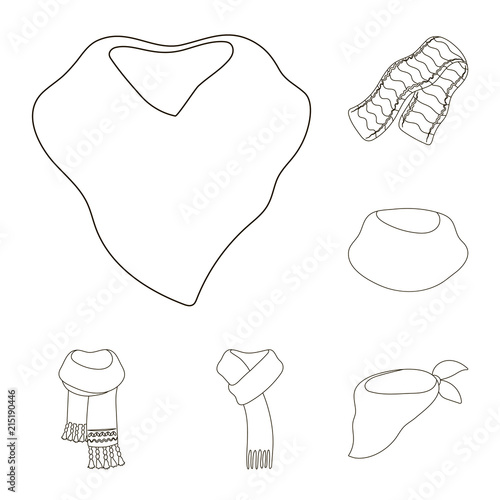 Scarf and Shawl outline icons in set collection for design.Clothes and Accessory vector symbol stock web illustration.