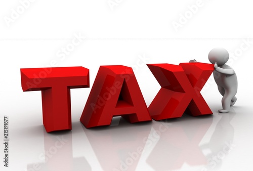 3d rendering business man with tax cube
