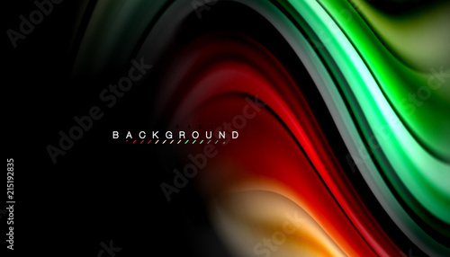 Fluid colors abstract background, twisted liquid design on black, colorful marble or plastic wave texture backdrop, multicolored template for business or technology presentation or web brochure cover