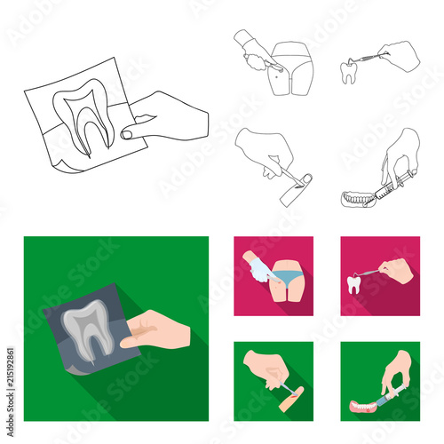 Tooth, X-ray, instrument, dentist and other web icon in outline,flat style.surgeon, abscess, scalpel icons in set collection.