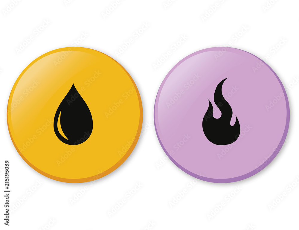 Button orange violett - Wasser/Feuer Button orange violett - Wasser/Feuer