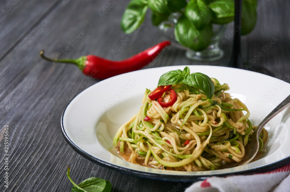 Fresh zucchini salad with pepper and herbs Fresh zucchini salad with pepper and herbs