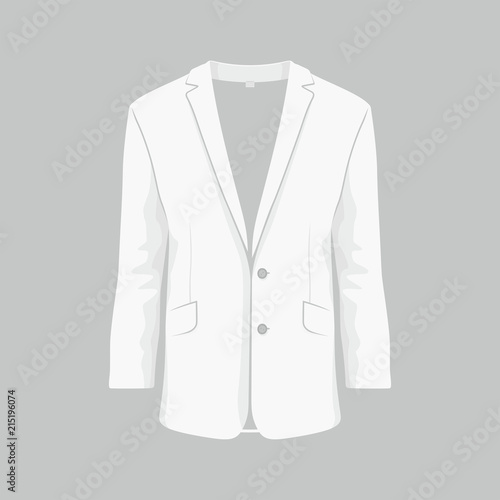 Front views of Men's white business suit on white background