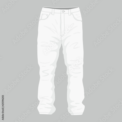 Front views of Men's white jeans on white background