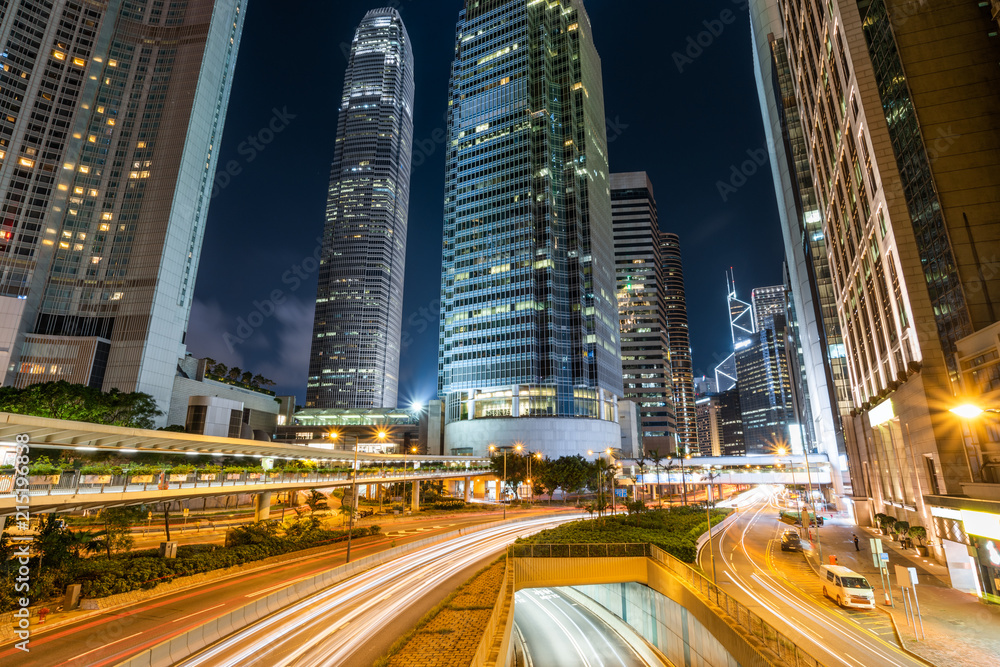 The prosperous night scene in Hongkong Central