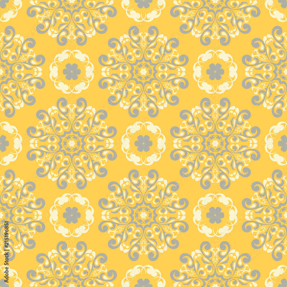 Yellow floral seamless pattern. Background with flower design