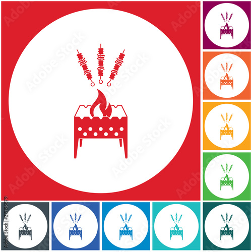 Brazier grill with kebab icon