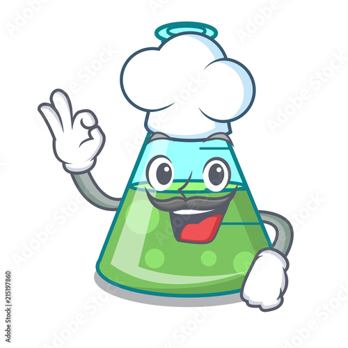 Chef science beaker character cartoon