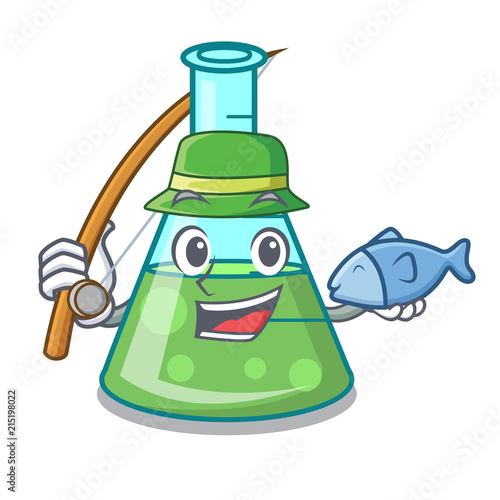 Fishing science beaker mascot cartoon