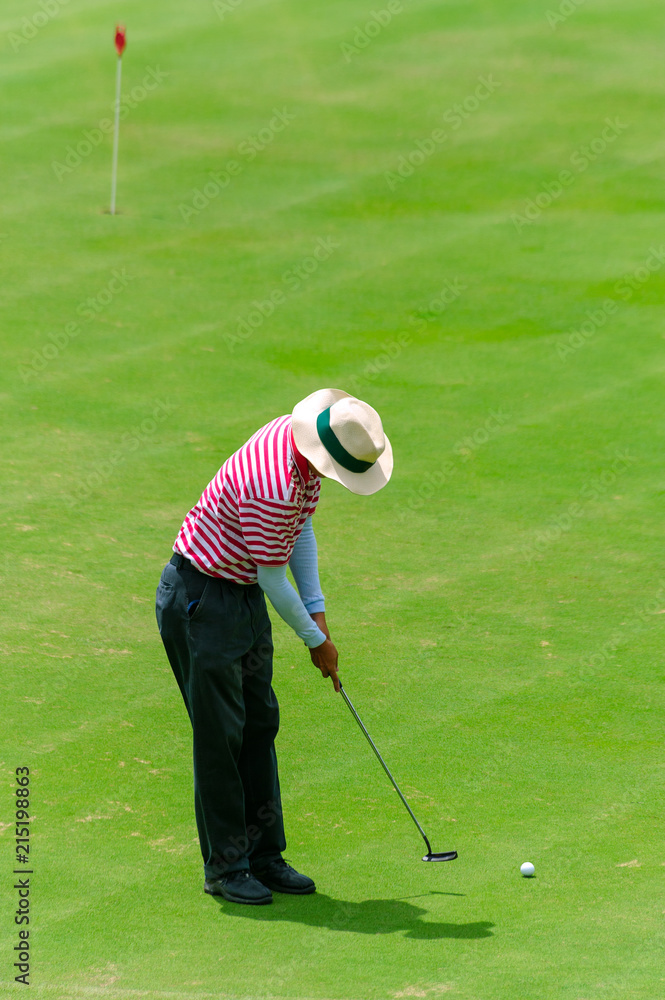 Fototapeta premium Golfer putting at the green