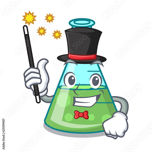 Magician science beaker mascot cartoon