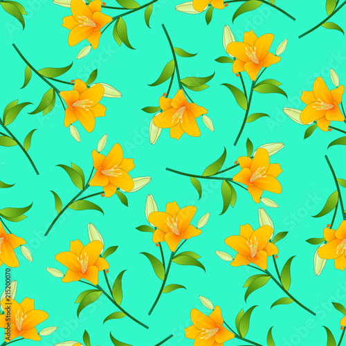 Orange Lily on Green Mint B...
