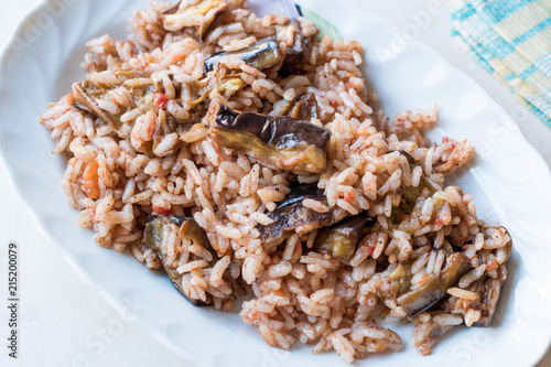 Turkish Rice with Eggplant or Aubergine / Pilav / Pilaf