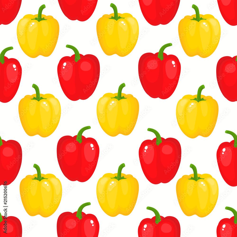 Vector seamless pattern with cartoon peppers isolated on white. Vector seamless pattern with cartoon peppers isolated on white.