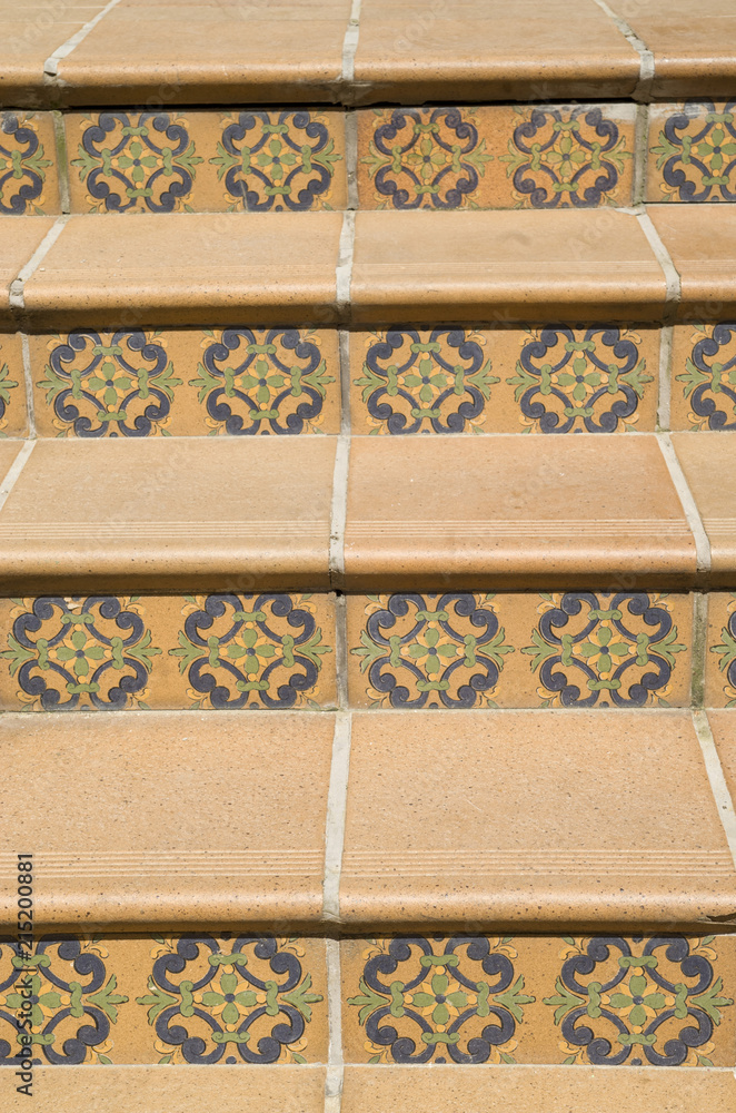 Stairs covered with ceramic tiles with floral elements, Bulgaria