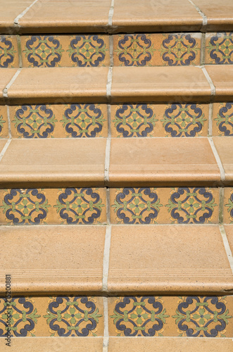 Stairs covered with ceramic tiles with floral elements, Bulgaria