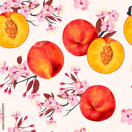 Peach seamless pattern
