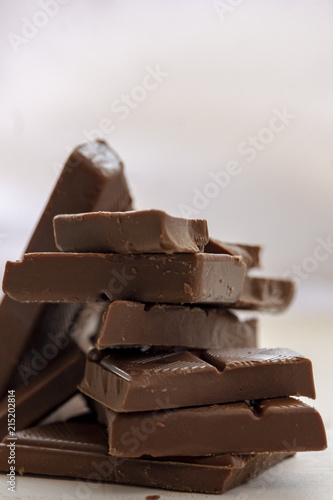 Milk chocolate chopped close up