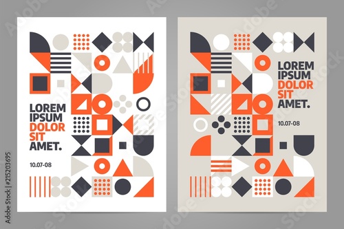 Brochure design template with simple shape and figure. Abstract vector pattern design in Scandinavian style for web banner, business presentation, branding package, fabric print, wallpaper