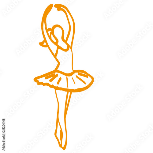 Handgezeichnete Ballerina in orange