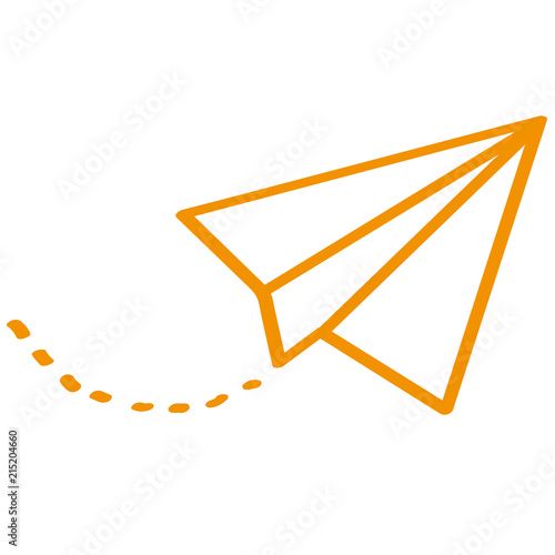 Handgezeichneter Papierflieger in orange