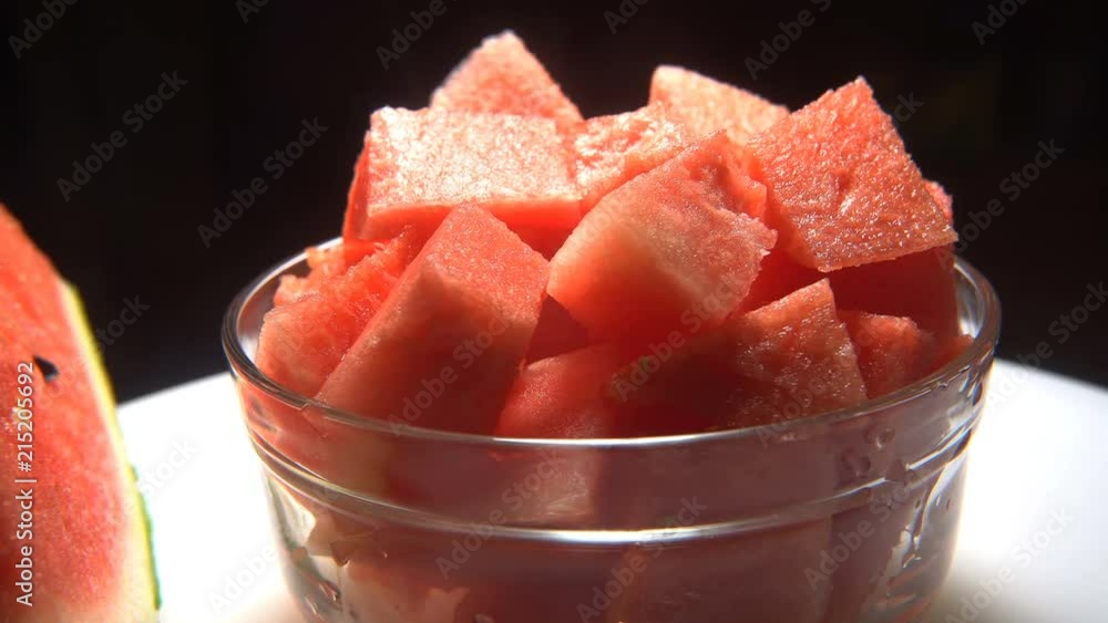 Watermelon slices in and out of bowl rotated Watermelon slices in and out of bowl rotated