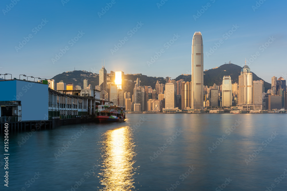 Sunrise skyline of Hongkong Tianxing Wharf