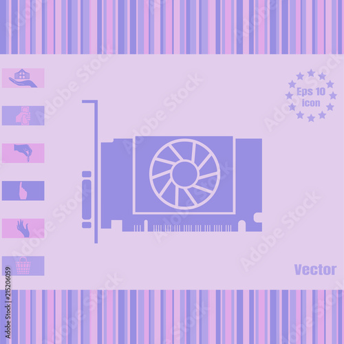 Gpu Videocard with one culer vector icon