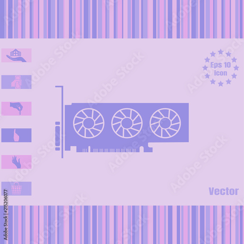 Gpu Videocard vector icon with three coolers