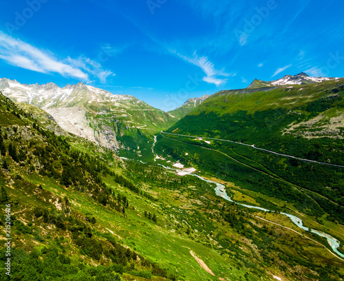 Summer landscape of Switzerland mountain nature  view to Furkapass