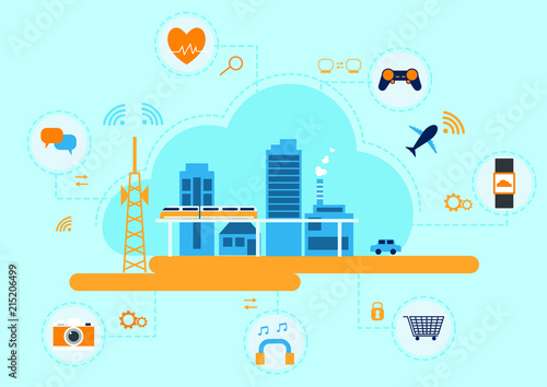 Internet of things concept , devices and connectivity icon . Vector illustration