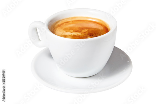 A cup of hot cappuccino with spoon isolated on a white background ready for menu.