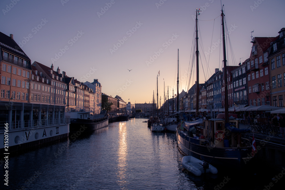 Sunset in the harbor of Copenhagen