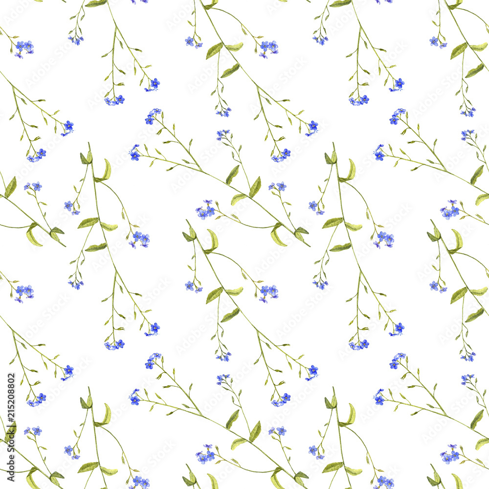 Seamless pattern with flowers of forget-me-nots