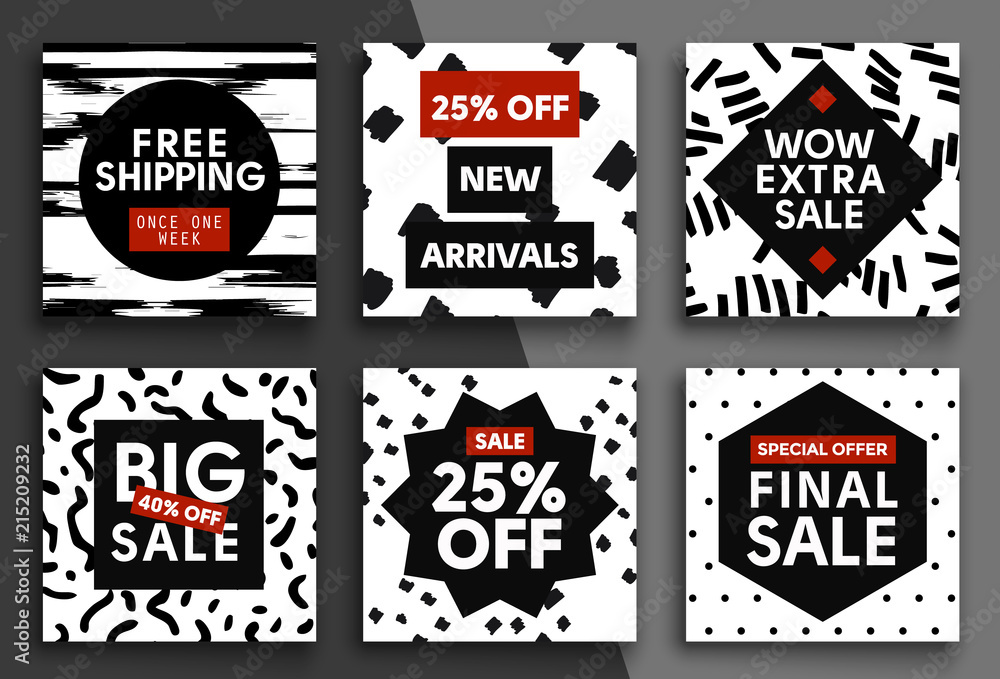 Set sale template eye catching sale website banners for mobile phone. Vector illustrations for social media banners, posters, app, email and newsletter designs, ads, promotional material. 