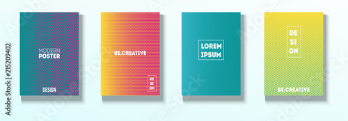 Minimal Covers, Vector Hipster Abstract Brands Design. Magenta, Cyan, Yellow Corporate Identity Blend Tech Halftones. Business Minimal Covers, Cool Retro Ad Music Party Poster Bright Gradient Stripes.