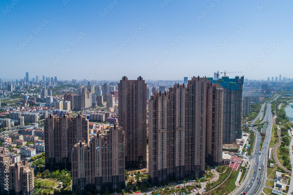 Obraz premium Aerial view over the Nanjing city, urban architectural landscape