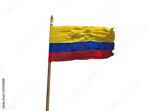 Bild auf Leinwand Colombia flag Isolated Silk waving flag of Republic of Colombia made transparent